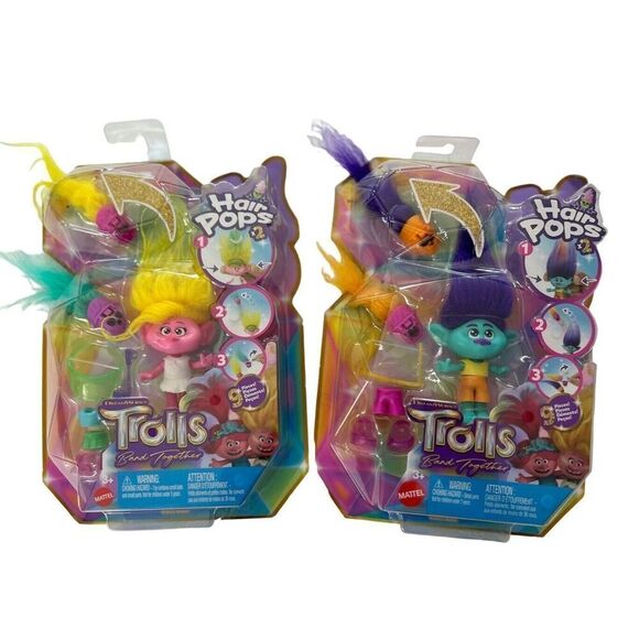 Dreamworks Trolls Band Together Figure & Hair Pops Complete Set of 2 Dolls - Picture 5 of 9